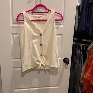 Cream button up tank top